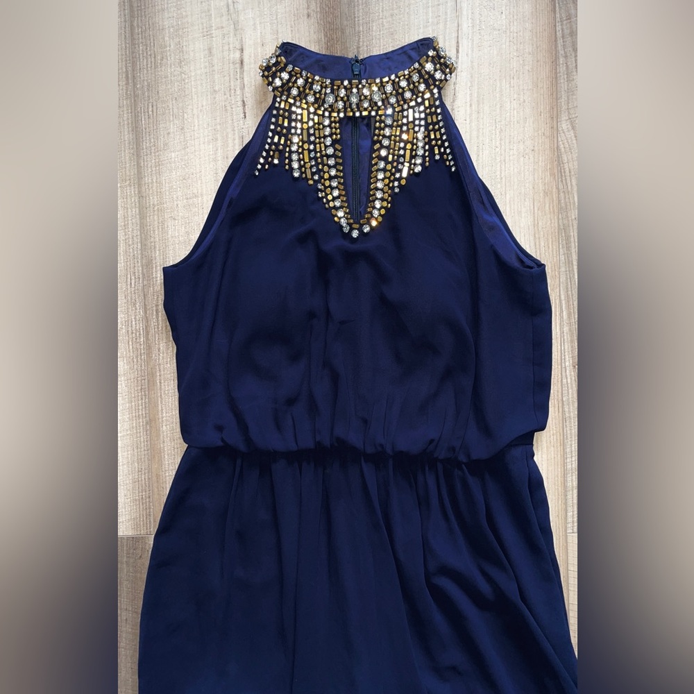 NWOT Vince Camuto wide leg Navy Jumpsuit - Keyhole beaded detail